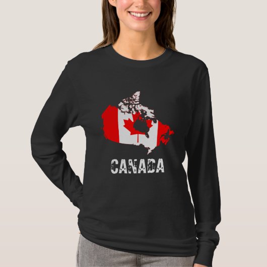 カナダの地図と国旗 Tシャツ (正面)
