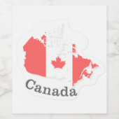 カナダの地図ワインラベル – カナダ国旗のボトル ワインラベル (シングルラベル)