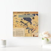 カナダの地図 – カナダの公園 スクエア壁時計 (ホーム)