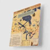 カナダの地図 – カナダの公園 スクエア壁時計 (傾斜)