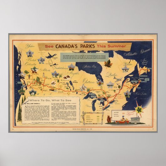 カナダの地図 – カナダの公園 ポスター (正面)