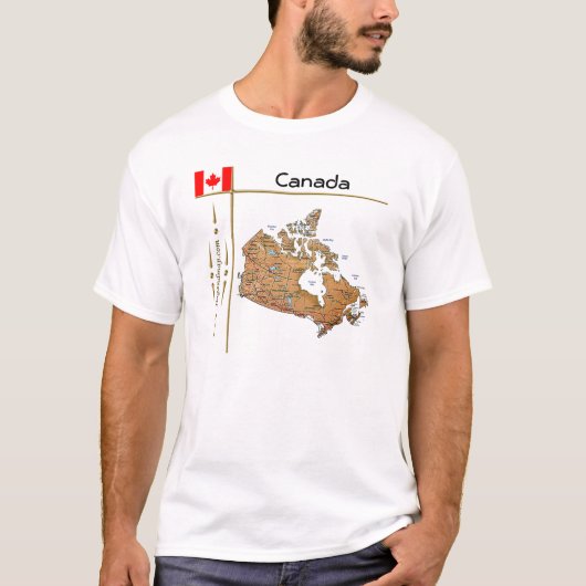 カナダの地図+国旗+タイトルTシャツ Tシャツ (正面)