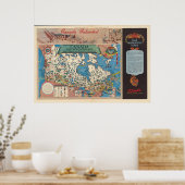 カナダの地図 – 天然資源と産業資源 ポスター (キッチン)