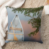 カナダの夕日の湖にカヌー クッション (ブランケット)