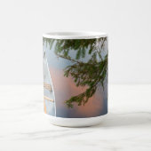 カナダの夕日の湖にカヌー コーヒーマグカップ (中央)