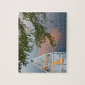 カナダの夕日の湖にカヌー ジグソーパズル (縦)