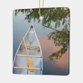 カナダの夕日の湖にカヌー セラミックオーナメント (左)
