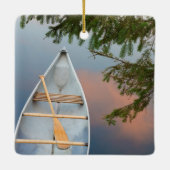 カナダの夕日の湖にカヌー セラミックオーナメント (裏面)