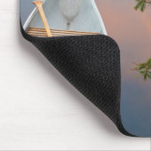 カナダの夕日の湖にカヌー マウスパッド (コーナー)