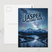 カナダの夜のジャスパー国立公園 ポストカード (正面/裏面)