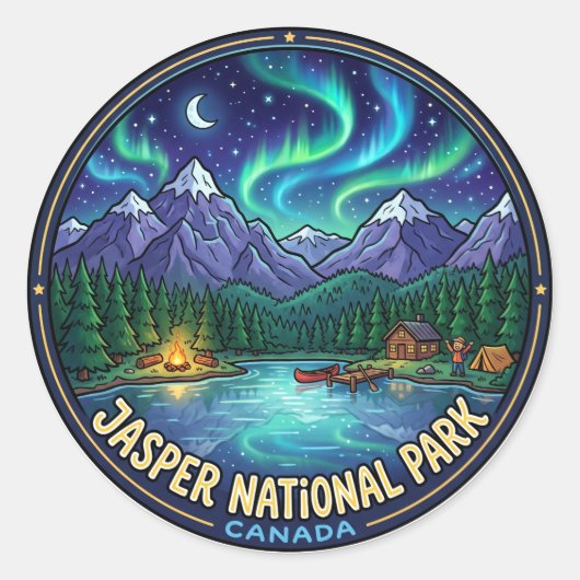 カナダの夜のジャスパー国立公園 ラウンドシール (正面)