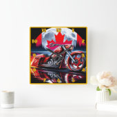 カナダの夜空の下でプライドで乗る スクエア壁時計 (ホーム)