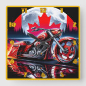 カナダの夜空の下でプライドで乗る スクエア壁時計 (正面)