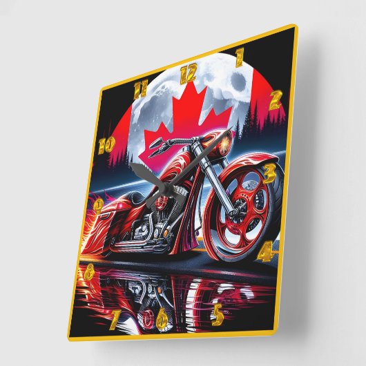 カナダの夜空の下でプライドで乗る スクエア壁時計 (傾斜)