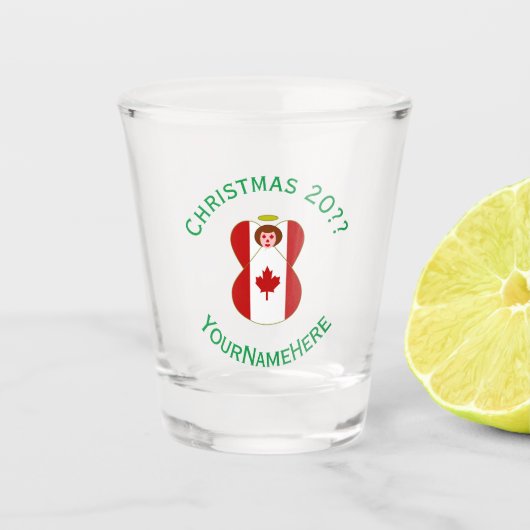 カナダの天使クリスマスフラグ パーソナライズ ショットグラス (正面)