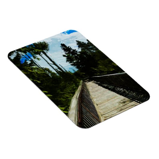 カナダの峡谷を渡るフットブリッジ マグネット (右側)