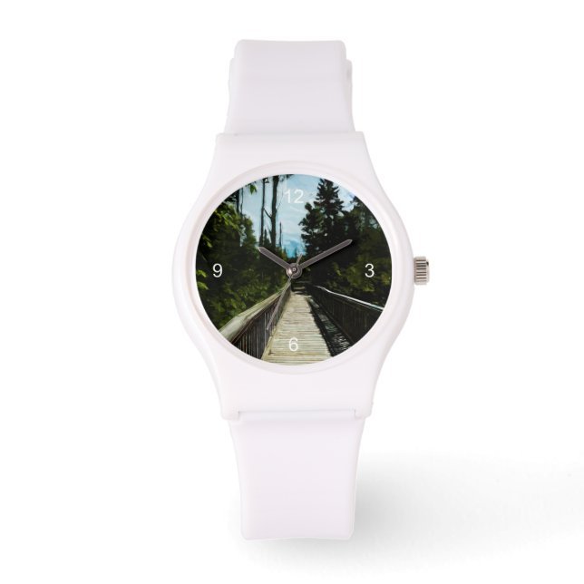 カナダの峡谷を渡るフットブリッジ 腕時計 (正面)