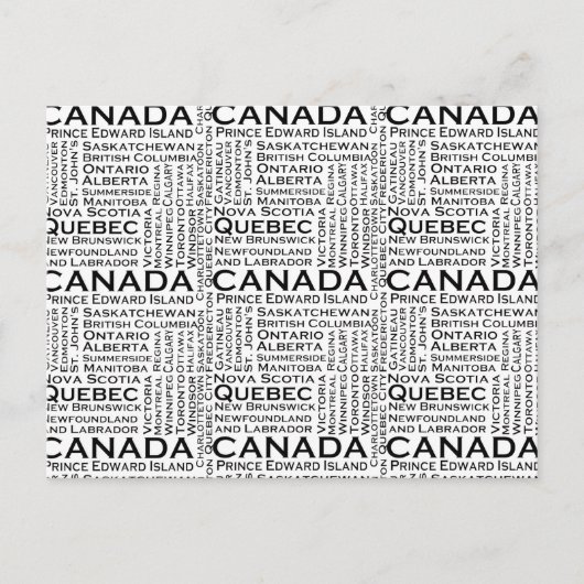 カナダの州と都市 ポストカード (正面)