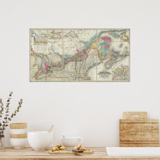 カナダの州地図 ポスター (キッチン)