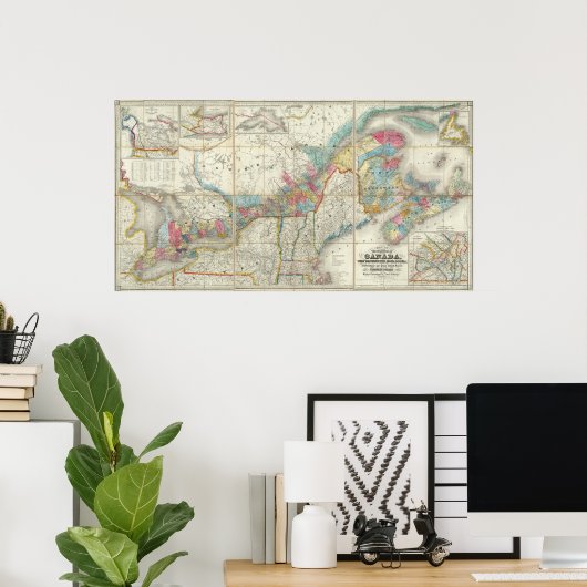 カナダの州地図 ポスター (ホームオフィス)