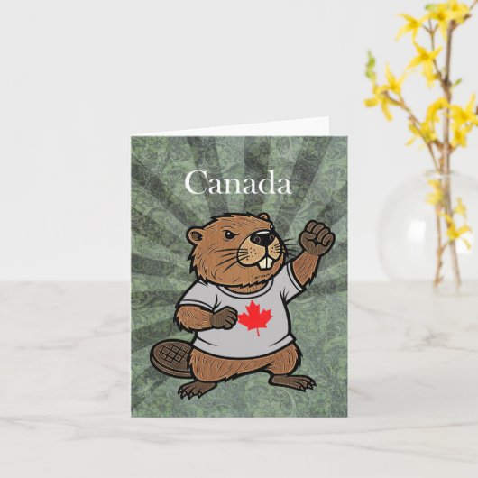 カナダの強いビーバーエルボ カード (黄色い花)