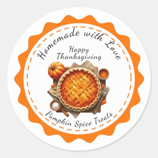 カナダの感謝祭 | パンプキンパイの喜び ラウンドシール (正面)