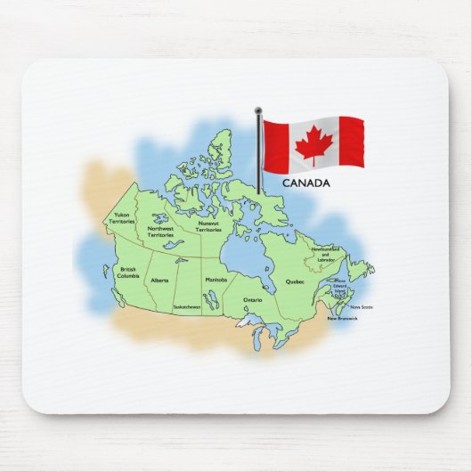 カナダの旗および地図 マウスパッド (正面)