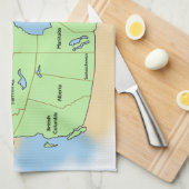 カナダの旗そして地図 キッチンタオル (四つ折り)