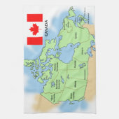 カナダの旗そして地図 キッチンタオル (縦)