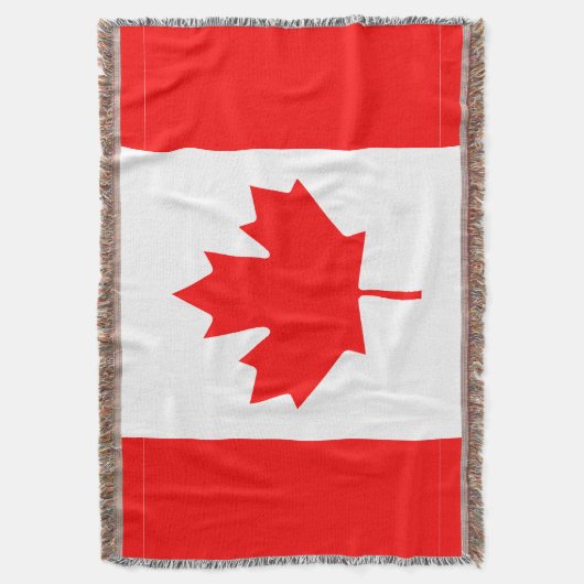 カナダの旗によって編まれる投球毛布|カナダの葉 スローブランケット (正面縦)