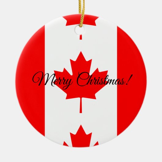 カナダの旗のカスタムなクリスマスツリーのオーナメント セラミックオーナメント (正面)