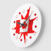 カナダの旗のデザイン ラージ壁時計 (傾斜)