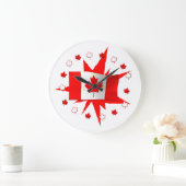 カナダの旗のデザイン ラージ壁時計 (ホーム)