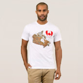 カナダの旗のハート + 地図のTシャツ Tシャツ (正面フル)
