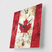 カナダの旗 スクエア壁時計 (傾斜)