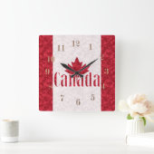 カナダの旗 スクエア壁時計 (ホーム)