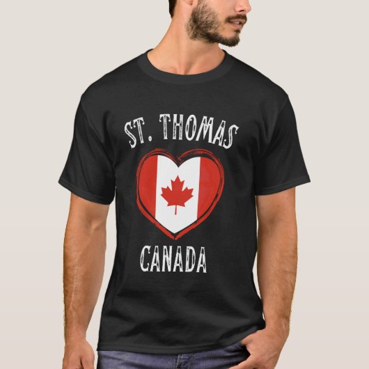 カナダの旗 ハート セント・トーマス市 Tシャツ (正面)