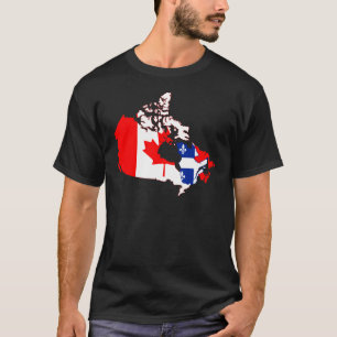 カナダの旗、地図のケベック Tシャツ