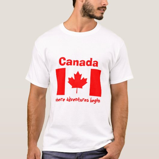 カナダの旗+地図+テキストTシャツ Tシャツ (正面)
