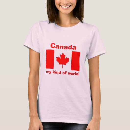 カナダの旗+地図+テキストTシャツ Tシャツ (正面)