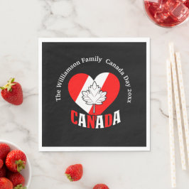 カナダの日のパーティー設定の名前の年のパーソナライズ スタンダードランチョンナプキン