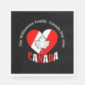 カナダの日のパーティー設定の名前の年のパーソナライズ スタンダードランチョンナプキン (正面)