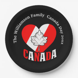 カナダの日のパーティー設定の名前の年のパーソナライズ ペーパープレート