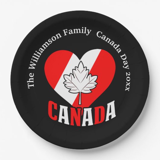 カナダの日のパーティー設定の名前の年のパーソナライズ ペーパープレート (正面)