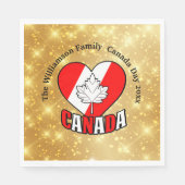 カナダの日の金ゴールドパーティーのパーソナライズされた名前の年 スタンダードランチョンナプキン (正面)