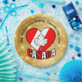 カナダの日の金ゴールドパーティーのパーソナライズ名の年9" ペーパープレート (パーティー)