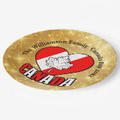 カナダの日の金ゴールドパーティーのパーソナライズ名の年9" ペーパープレート (アングル)