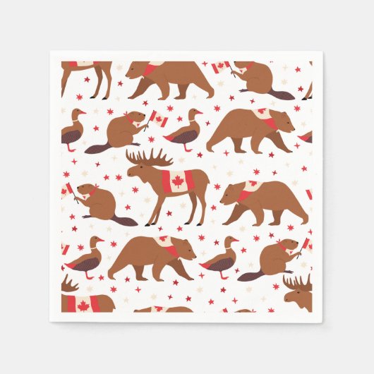 カナダの日カナダの動物 スタンダードカクテルナプキン (正面)