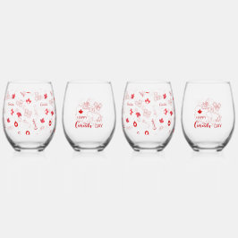 カナダの日 ステムなしワイングラス