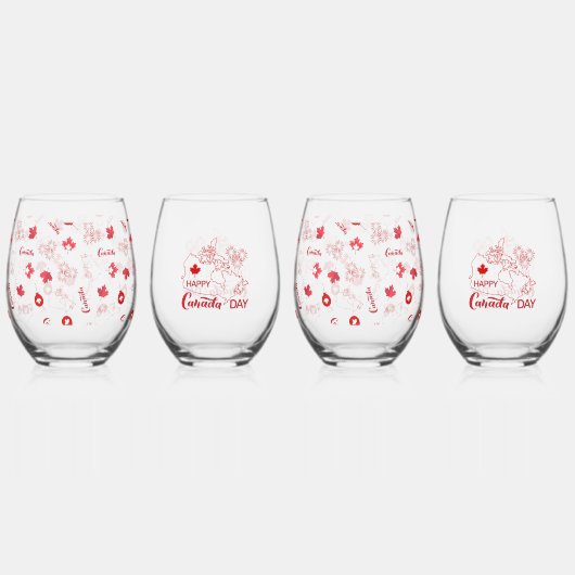 カナダの日 ステムなしワイングラス (正面)